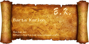 Barta Karion névjegykártya